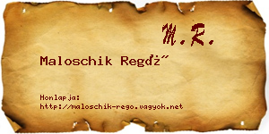 Maloschik Regő névjegykártya